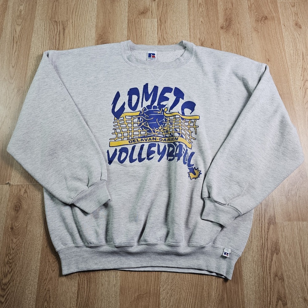 Vintage Russell Athletic Sweatshirt Mens XXL Gray Comets Volleyball 90s USA Made